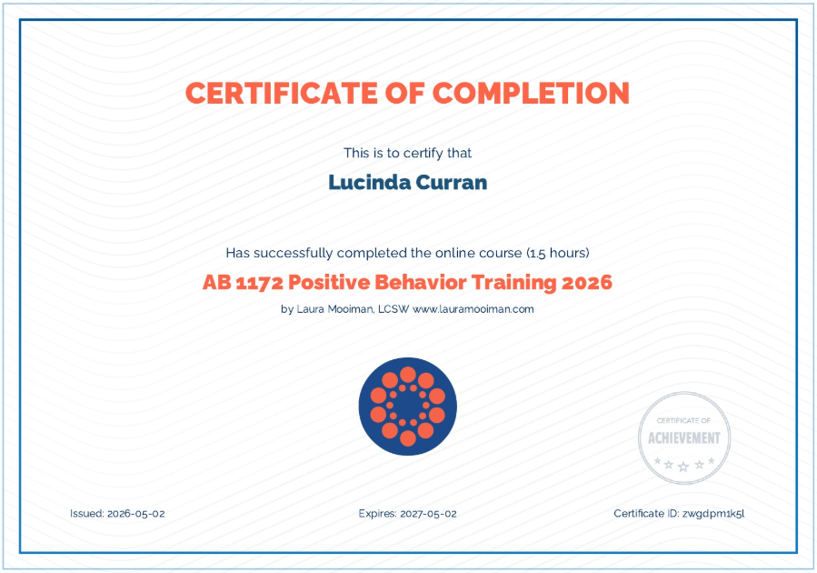 AB 1172 Positive Behavior Training